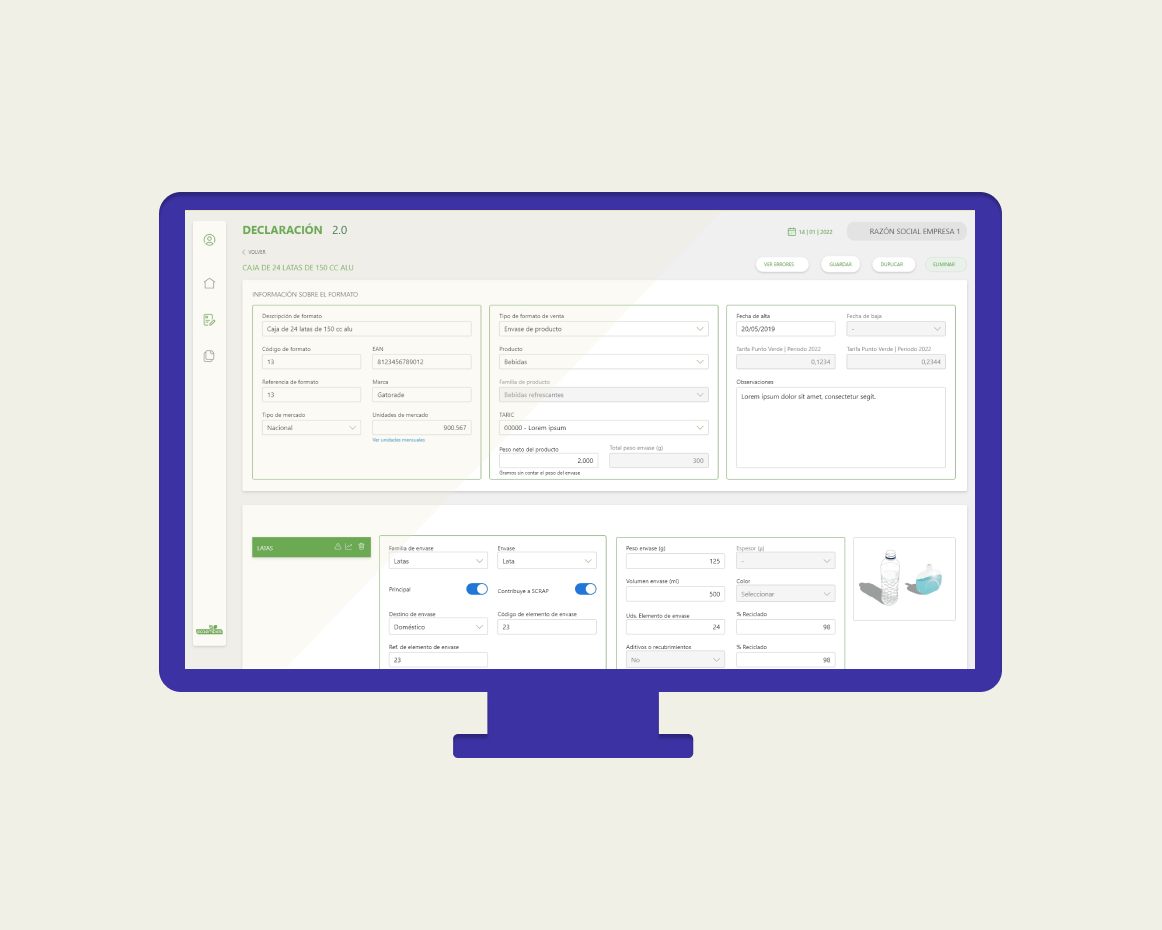 Aplicación Responsive realizada para Ecoembes con tecnología Angular